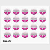 Hot Pink Damask & Pearl Bow Quinceanera Sticker (Blatt)