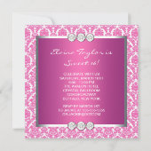 Hot Pink Damask Sweet 16 Party Einladung (Rückseite)