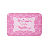 Hot Pink Damask Willkommensname Personalisiert Bab Badematte (Vorderseite)
