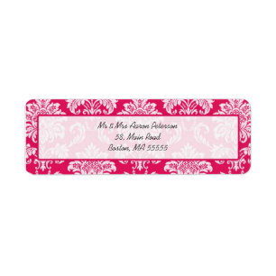 Hot-Pink-Damaskop, anpassbare Adressenmarken