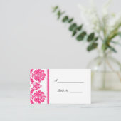 Hot-Pink-Damaskus-Hochzeitsplätze Platzkarte (Stehend Vorderseite)