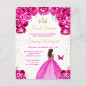 Hot Pink Dark Skin Princess 16 . Geburtstag Postkarte (Vorderseite)