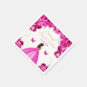 Hot Pink Dark Skin Princess 16 . Geburtstag Serviette (Ecke)