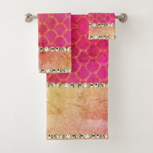 Hot Pink Diamond Blende Badetuch Set (Insitu)