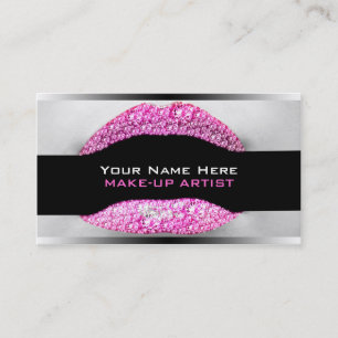 Hot Pink Diamond Bling Make-up Artist Biz Cards Visitenkarte