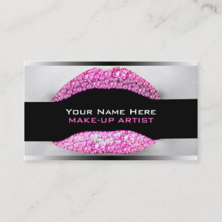 Hot Pink Diamond Bling Make-up Artist Biz Cards Visitenkarte