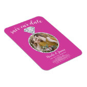 Hot Pink Diamond Ring Blende Foto Save the Date Magnet (Rechte Seite)