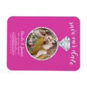 Hot Pink Diamond Ring Blende Foto Save the Date Magnet (Horizontal)