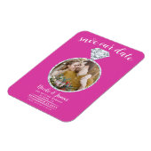Hot Pink Diamond Ring Blende Foto Save the Date Magnet (Linke Seite)