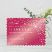 Hot Pink Diamond Spider Web-Halloween-Party Einladung (Stehend Vorderseite)