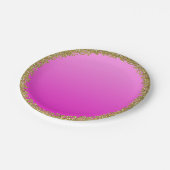 Hot Pink Dipped Gold Glitzer Glam Sparkon Party Pappteller (Schrägansicht)