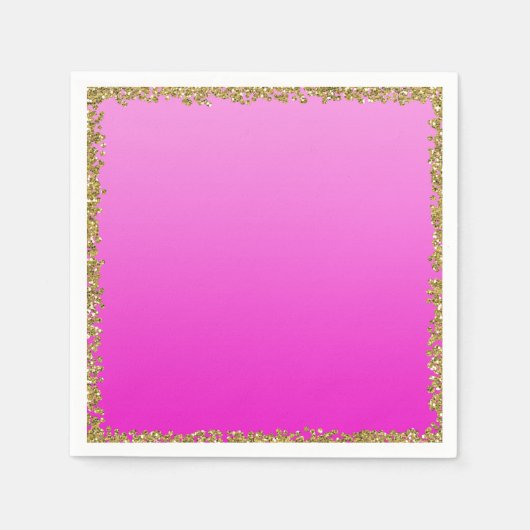 Hot Pink Dipped Gold Glitzer Glam Sparkon Party Serviette (Vorderseite)