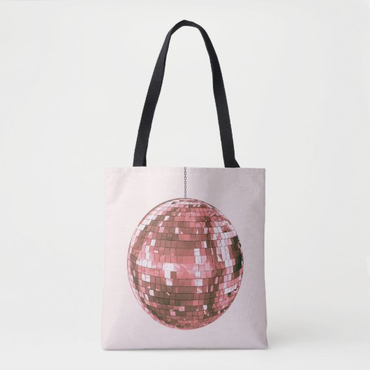 Hot Pink Disco Ball, Girly Carry All, Retro Style Tasche (Vorderseite)