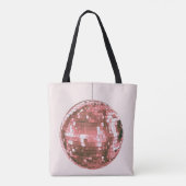 Hot Pink Disco Ball, Girly Carry All, Retro Style Tasche (Rückseite)