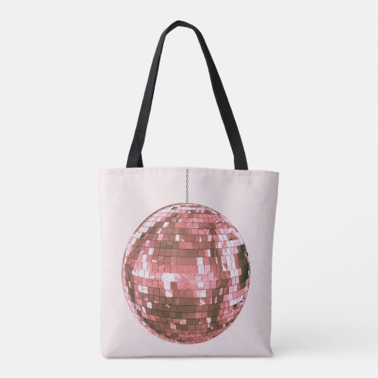 Hot Pink Disco Ball, Girly Carry All, Retro Style Tasche (Rückseite)