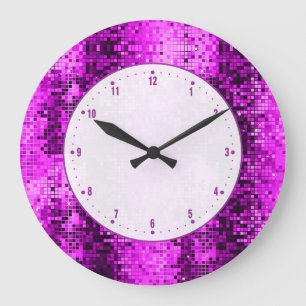 Hot Pink Disco Ball Glitter And Sparkles Große Wanduhr