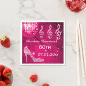 Hot Pink Disco Ball und Sparkle Heelse 60. Serviette (Beispiel)