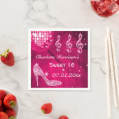 Hot Pink Disco Ball und Sparkle Heelse Sweet 16 Serviette (Beispiel)