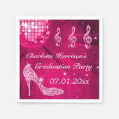 Hot Pink Disco Ball und Sparkone Heelses Abschluss Serviette (Vorderseite)