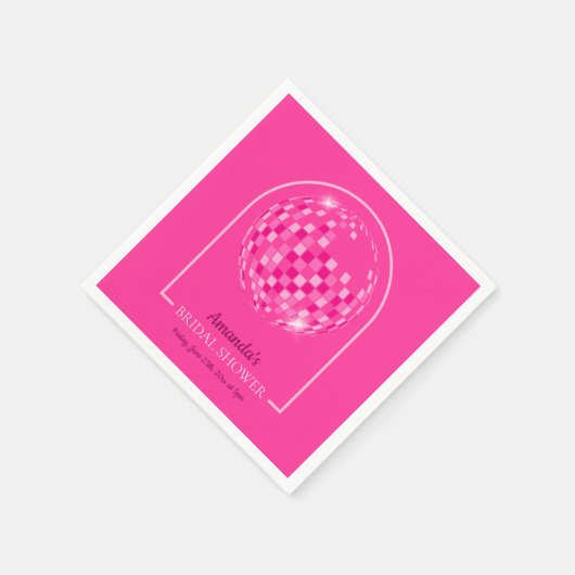 Hot Pink Disco Boogie Brautparty Serviette (Ecke)