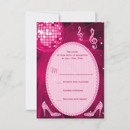 Hot Pink Diskothek Ball Sparkasse Heelse UAWG RSVP Karte (Rückseite)