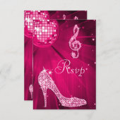 Hot Pink Diskothek Ball Sparkasse Heelse UAWG RSVP Karte (Vorne/Hinten)