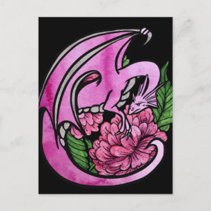 Hot Pink Dragon Blume Geek Girl Postkarte