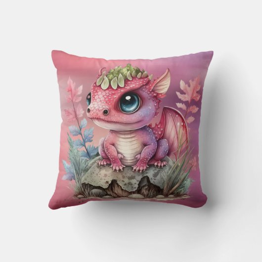 Hot Pink Dragon Girl Baby Dusche Custom Geschenk Kissen (Rückseite)