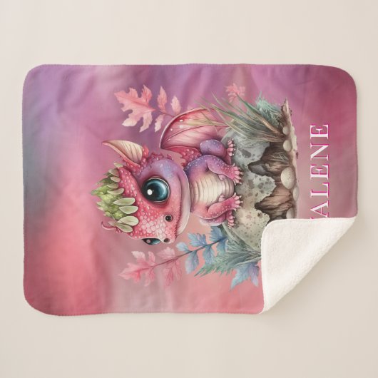 Hot Pink Dragon Girl Baby Dusche Custom Geschenk Sherpadecke (Vorderseite (Horizontal))