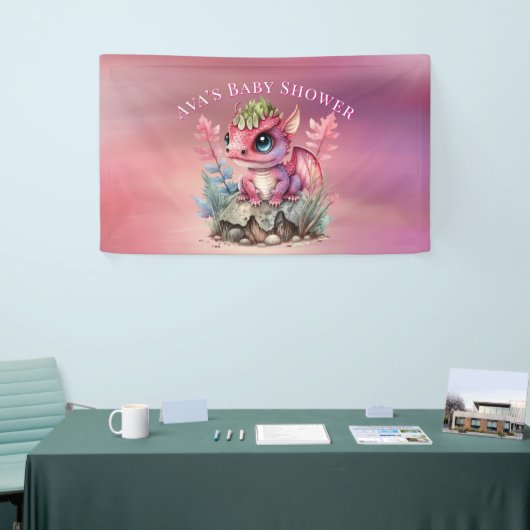 Hot Pink Dragon Girl Babydusche Banner (Messeveranstaltung)
