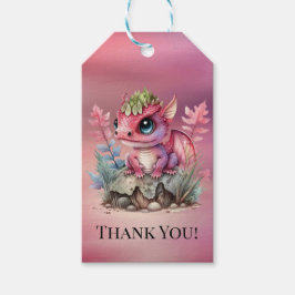 Hot Pink Dragon Girl Babydusche Danke Geschenkanhänger