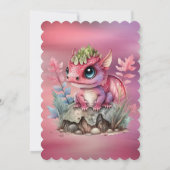 Hot Pink Dragon Girl Babydusche Einladung (Rückseite)