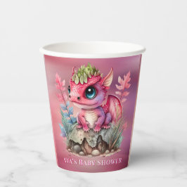 Hot Pink Dragon Girl Babydusche Pappbecher