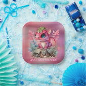 Hot Pink Dragon Girl Babydusche Pappteller (Party)