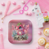 Hot Pink Dragon Girl Babydusche Pappteller (Party)