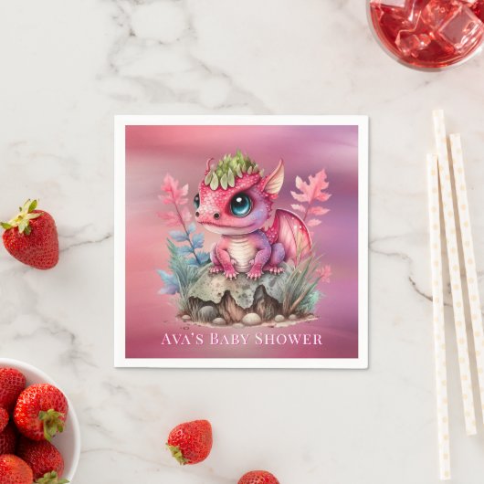 Hot Pink Dragon Girl Babydusche Serviette (Beispiel)