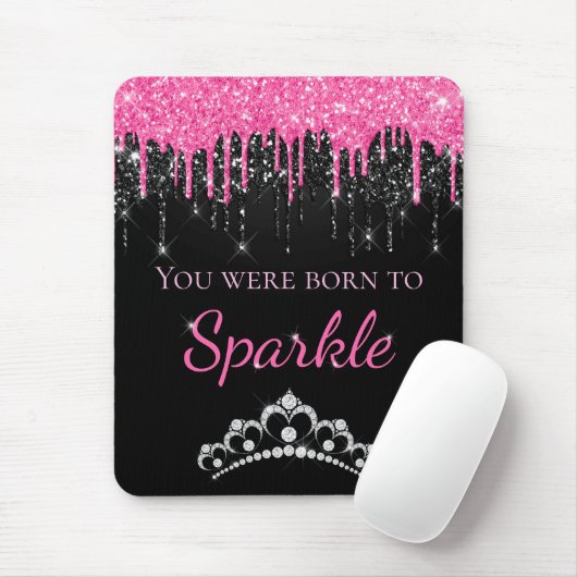 Hot-Pink-Drilling-Imitate Glitzer Geboren zum Spar Mousepad (Mit Mouse)