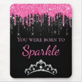 Hot-Pink-Drilling-Imitate Glitzer Geboren zum Spar Mousepad (Vorne)
