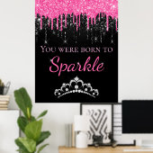 Hot-Pink-Drilling-Imitate Glitzer Geboren zum Spar Poster (Heimbüro)