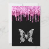 Hot Pink Dripping Glitzer 21. Geburtstag Einladung (Rückseite)