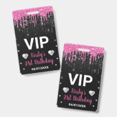 Hot Pink Driving Glitzer & Diamonds Geburtstag Ausweis (Vorder- & Rückseite)