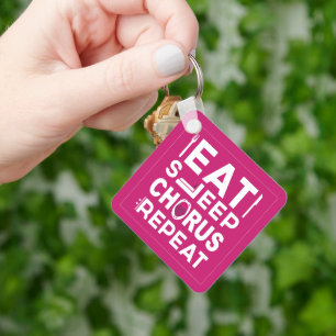 Hot Pink Eat Sleep Chor Wiederholen Block Schlüsse Schlüsselanhänger