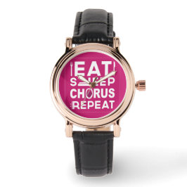 Hot Pink Eat Sleep Chorus Wiederholung Block Armbanduhr