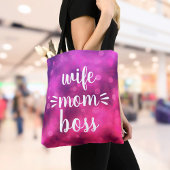 Hot Pink Ehefrau Mama Boss Babe Fun Script Typogra Tasche