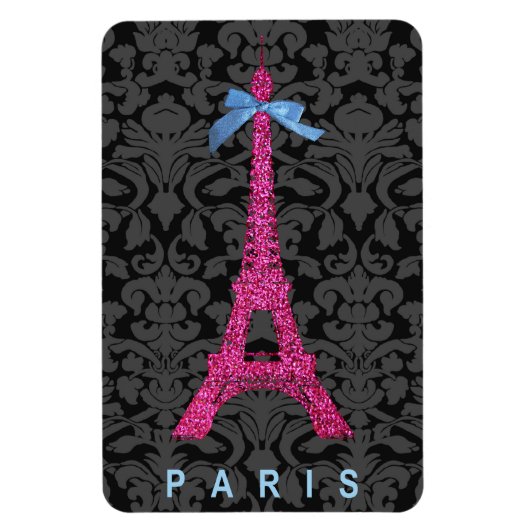Hot Pink Eiffelturm in Imitate Glitzer Magnet (Vertikal)