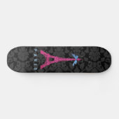 Hot Pink Eiffelturm in Imitate Glitzer Skateboard (Horizontal)