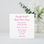 Hot Pink Elegant Calligraphy Solid White Wedding Einladung (Stehend Vorderseite)