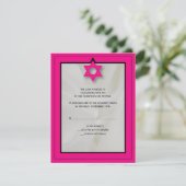 Hot Pink Elegant Fabric Bat Mitzvah UAWG Reply RSVP Karte (Stehend Vorderseite)