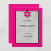Hot Pink Elegant Fabric Bat Mitzvah UAWG Reply RSVP Karte (Vorne/Hinten)