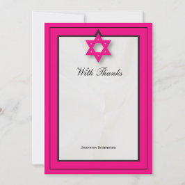 Hot Pink Elegant Fabric Bat Mitzvah Vielen Dank Dankeskarte